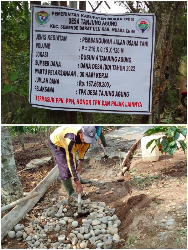 Pembangunan Jalan Usaha Tani Desa Tanjung Agung Kecamatan SDU Diduga Asal Jadi